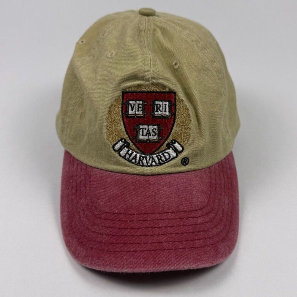 Harvard University Baseball Cap Khaki Maroon Veritas Shield Robin Ruth OS